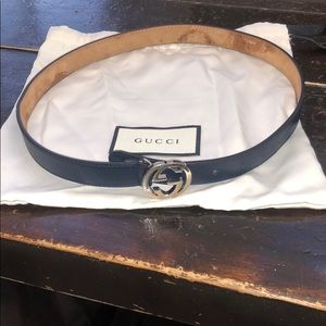 Kids Navy Gucci Belt